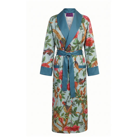 The Emperor's Pheasant Robe - Silk Satin Twill